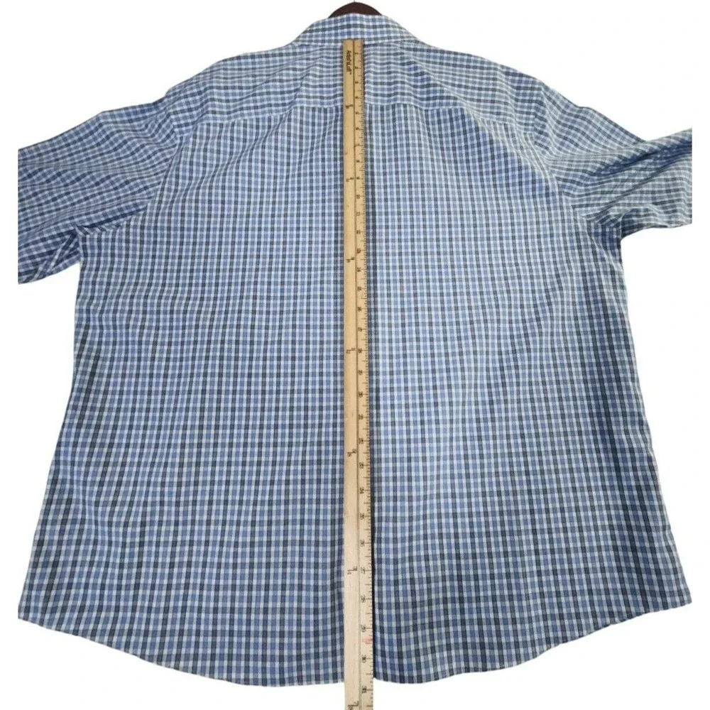 Untuckit Check Shirt Men's 3XL Blue Plaid Button Up Cotton Long Sleeve